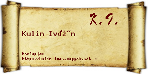 Kulin Iván névjegykártya