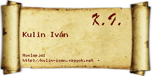 Kulin Iván névjegykártya